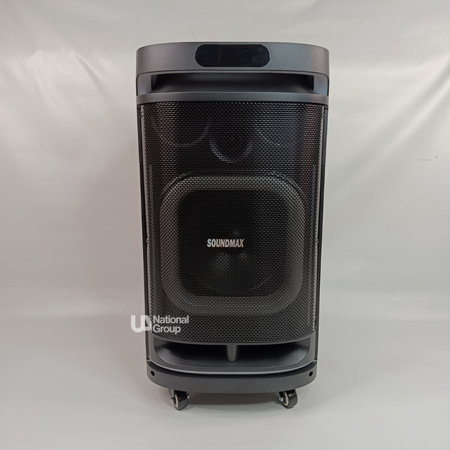 Колонка аккумуляторная 10" Soundmax с микрофонами и на колесах, портативная акустическая система с LED-подсветкой, FM-радио и караоке для дома, вечеринок и мероприятий Черная, TMS-10291 - изображение 4