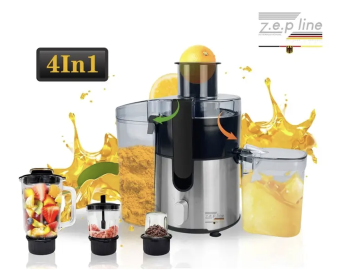 Соковыжималка Zepline ZP-122 4в1 3000 Вт с блендером кофемолкой измельчителем резервуаром 1 л Электрические соковыжималки для овощей и фруктов - изображение 7