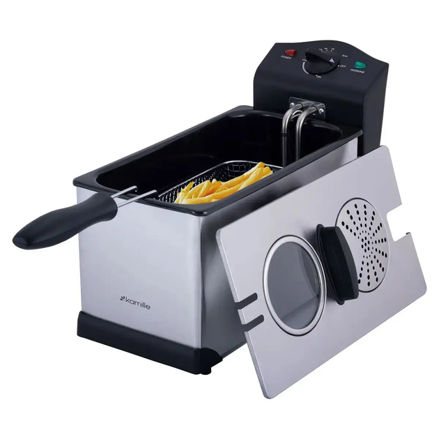 Фритюрница Kamille KM-6813 3 л 2000 Вт из нержавейки с термостатом и Cool Zone - изображение 2