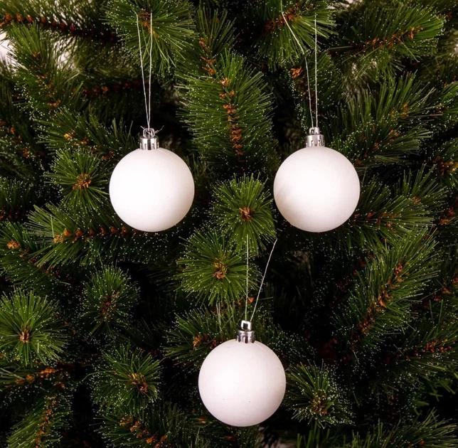 Елочные шары Mica Decorations пластиковые 6 см белые 27 шт - изображение 2
