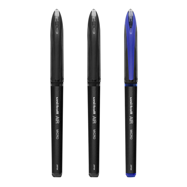Ручка высокотехнологичная гелевая Uni Mitsubishi Uni-Ball AIR, 2 черных и 1 синяя, стильная ручка для подписи 0,5 мм, ручка с жидкими чернилами Business Direct, ручка на водной основе UBA-188M, 3 ручки - изображение 4