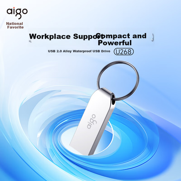 Флеш-накопичувач Aigo 128 ГБ USB 2.0 U268 компактний портативний металевий USB-накопичувач для офісу та комп'ютера - зображення 7