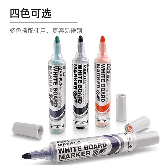 Маркер для білої дошки Pentel, 2 мм, рідкий прямого нанесення, густий круглий наконечник, стираний маркер, імпортний, MWL5M, чорний (упаковка з 5 шт.) - изображение 7