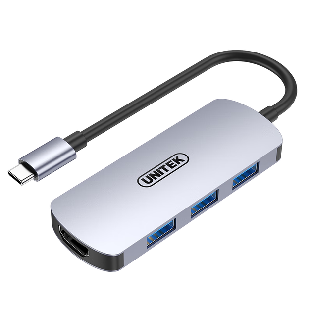Док-станция расширения UNITEK Type-C, USB 3.0-концентратор, HDMI-адаптер, совместима с ноутбуками Apple, MacBook Air, Huawei, планшетами iPad Pro и смартфонами. - изображение 4