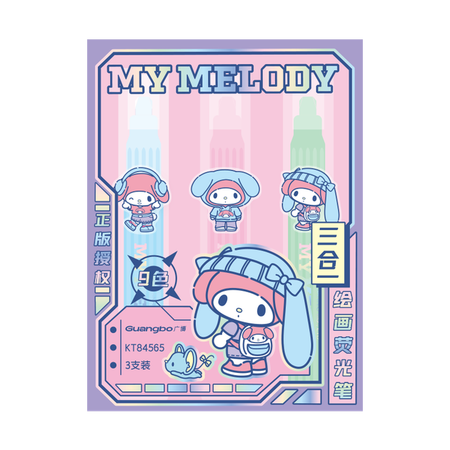 Маркеры-хайлайтеры GuangBo & Sanrio с трехцветным наконечником, для подготовки к экзамену по рисованию, с ключевыми точками, флуоресцентные, для ведения дневника и рисования, 3 штуки, 9 цветов, My Melody KT84565 - изображение 4