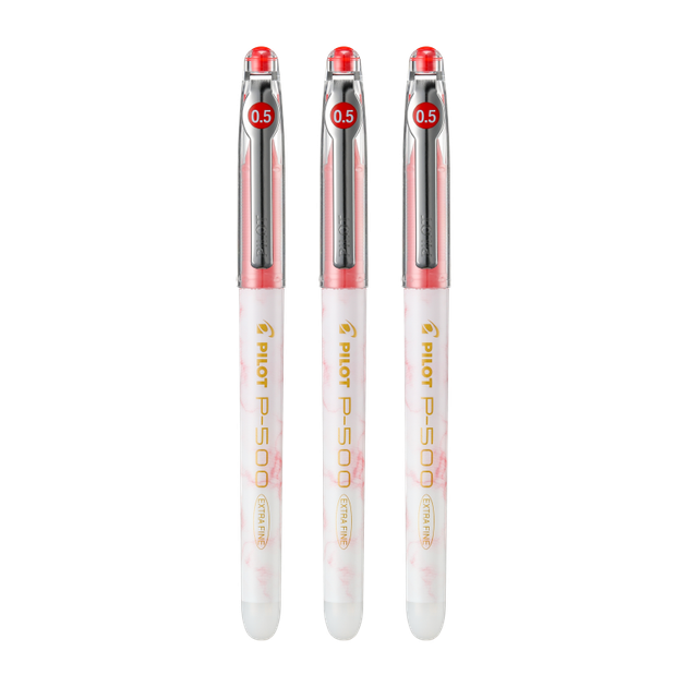 Ручка PILOT P500 Gold Label красного цвета, гелевая ручка 0,5 мм, шариковая ручка для делового письма красными жидкими чернилами, ручка для студенческих экзаменов, высококачественный набор канцелярских принадлежностей, 3 ручки. - изображение 4
