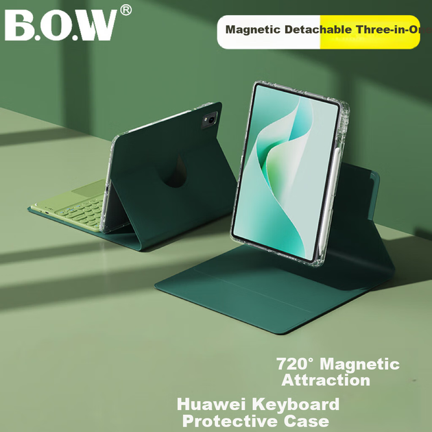 Чехол BOW Hangshi HC039 для планшета Huawei MatePad Air 12 дюймов, умный магнитный съемный чехол со слотом для стилуса, универсальный, темно-зеленый (12 дюймов). - Фото 5 Чехол BOW Hangshi HC039 для планшета Huawei MatePad Air 12 дюймов, умный магнитный съемный чехол со слотом для стилуса, универсальный, темно-зеленый (12 дюймов). - изображение 5