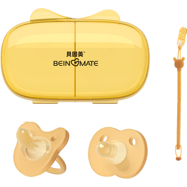 Дитяча пустушка Beingmate для новонароджених 0-3 місяців, проти коліків, цільна силіконова, 2 шт. + ремінець, що запобігає втраті - изображение 4