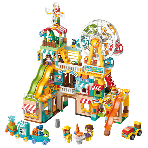 Набор конструктора LEGO FEELO, совместимый с другими конструкторами, для детей, подарок на день рождения, для мальчиков и девочек. Ветряная мельница, вилла, Y42007, ведро. - изображение 4