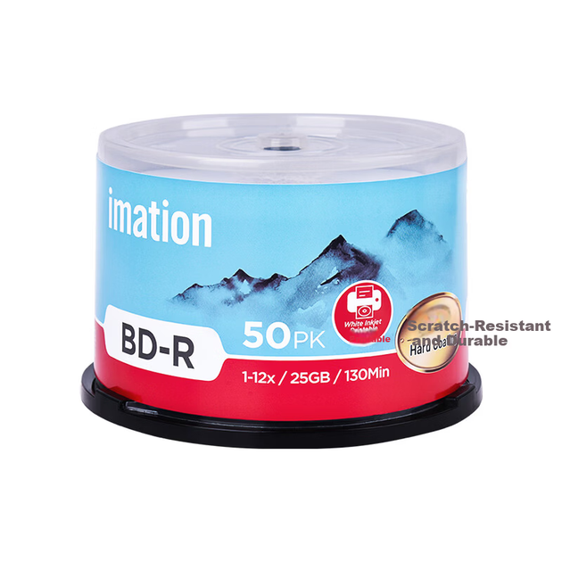 IMATION Laide BD-R Blu-ray 25 ГБ 12X, высокая емкость, водонепроницаемый, быстросохнущий, с возможностью печати, чистый диск, настраиваемая поверхность, хранилище видеоархива, 50 штук на шпинделе - изображение 12