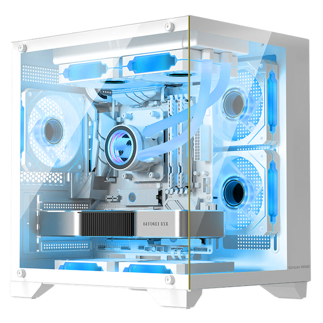 Компьютерный корпус Great Wall Jieji S1W Mini White Seaside View (M-ATX, поддержка водяного охлаждения 240 мм, двустороннее стекло, 7 мест для вентиляторов) - Фото 4 Компьютерный корпус Great Wall Jieji S1W Mini White Seaside View (M-ATX, поддержка водяного охлаждения 240 мм, двустороннее стекло, 7 мест для вентиляторов) - изображение 4