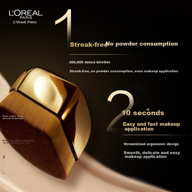 Кисть для тональной основы LOREAL Seamless Foundation Brush, кисть для макияжа с тонкими щетинками, не впитывает пудру, не оставляет следов на макияже. - Фото 6 Кисть для тональной основы LOREAL Seamless Foundation Brush, кисть для макияжа с тонкими щетинками, не впитывает пудру, не оставляет следов на макияже. - изображение 6