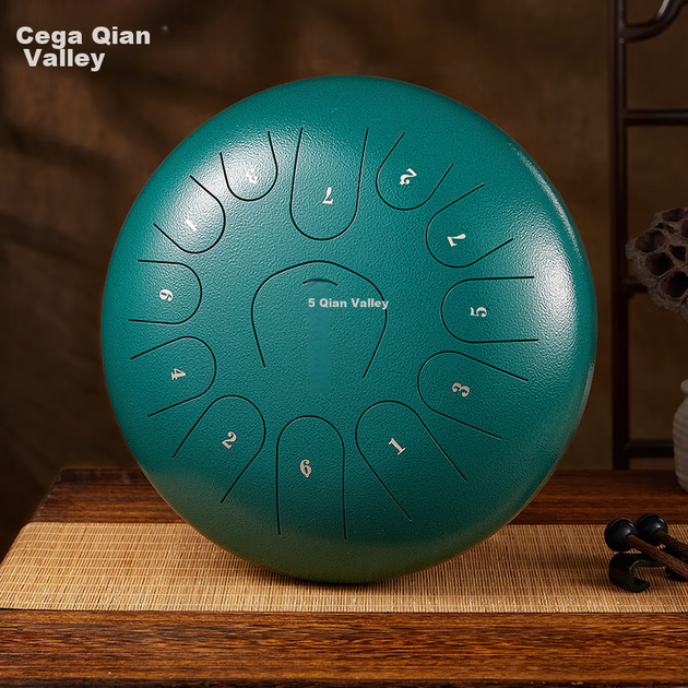 13-тональний 12-дюймовий барабан з вуглецевої сталі Qiangu Handpan, ударний інструмент для початківців, сталевий барабан з язичком, подарунок на день народження - зображення 4