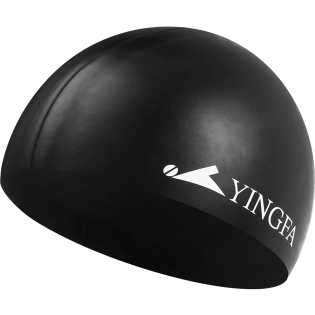 Шапочка для плавання YINGFA, суцільний колір, силіконова, з довгим волоссям, водонепроникна, зручна, не обмежується, для чоловіків та жінок, шапочка для плавання для дорослих, чорна - изображение 4