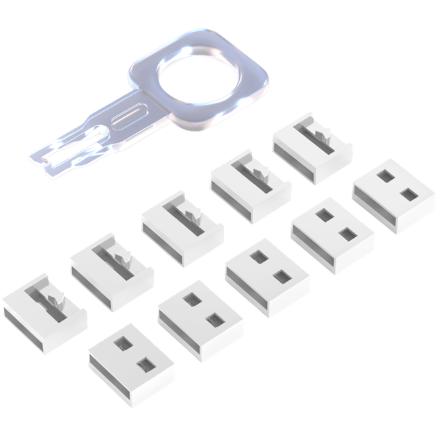 Замок безпеки NVV USB, знімний штекер USB-порту, пилозахисна кришка, захист USB-порту, захисна пробка, NX-FDU білий (упаковка з 10 шт.) - изображение 4