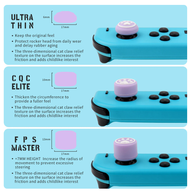 Силиконовые накладки на стики Paws 6в1 (Black/Red) для Nintendo Switch / Switch OLED / Switch LITE - Фото 4 Силиконовые накладки на стики Paws 6в1 (Black/Red) для Nintendo Switch / Switch OLED / Switch LITE - изображение 4