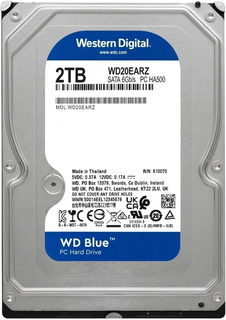 Жорсткий диск WD 2TB 3.5" 5400 об/хв 64MB SATA Blue - зображення 2
