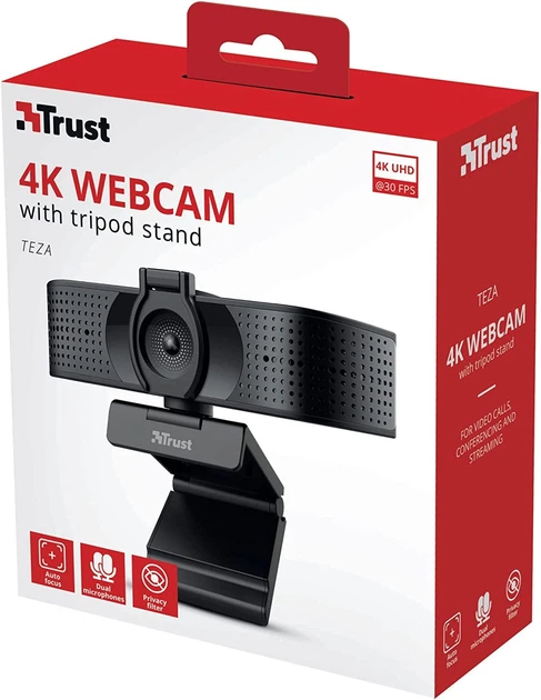Вебкамера Trust Teza, 4K Ultra HD, 30 fps, автофокус, черный. - изображение 9