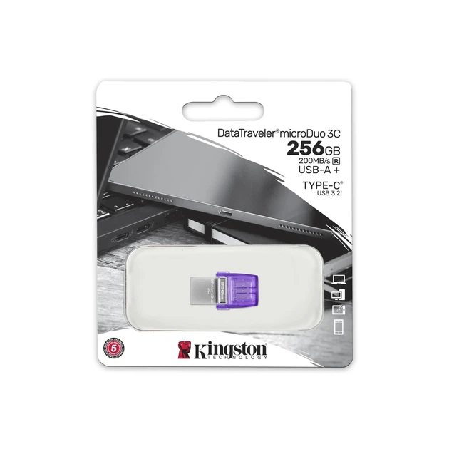 Накопитель Kingston 256GB USB 3.2 Type-A + Type-C DT microDuo 3C R200MB/s - изображение 7