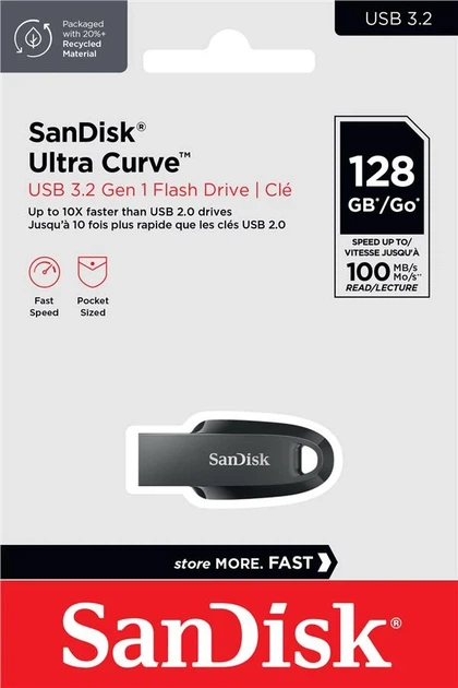 Накопитель SanDisk 64GB USB 3.2 Type-A Ultra Curve Черный - изображение 2