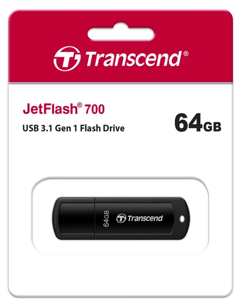 Накопитель Transcend 64GB USB 3.1 Type-A JetFlash 700 Черный - изображение 3