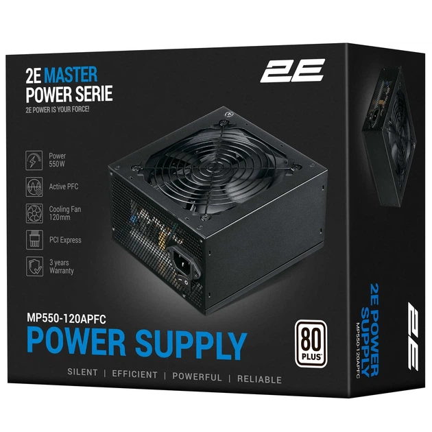 Блок питания 2E Master Power (550W), >80%, 80+ White, 120мм, 1xMB 24pin(20+4), 1xCPU 8pin(4+4), 3xMolex, 5xSATA, 2xPCIe 8pin(6+2) - изображение 9