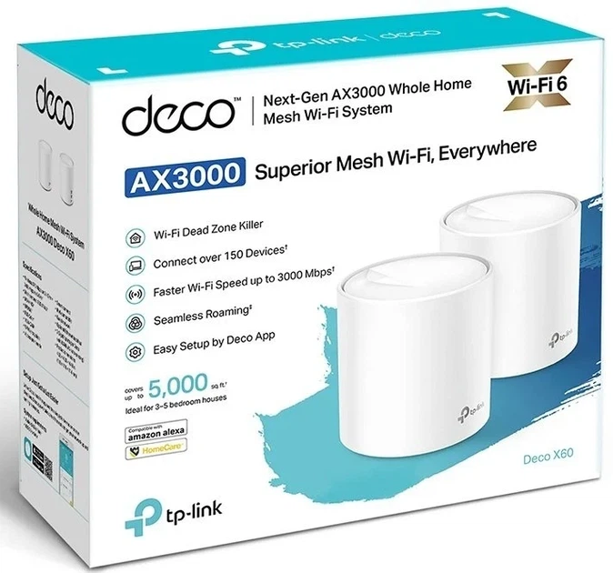 Система WiFi-Mesh TP-LINK Deco X60 AX5400, 1xGE LAN, 1xGE WAN, 2 модуля. - изображение 4