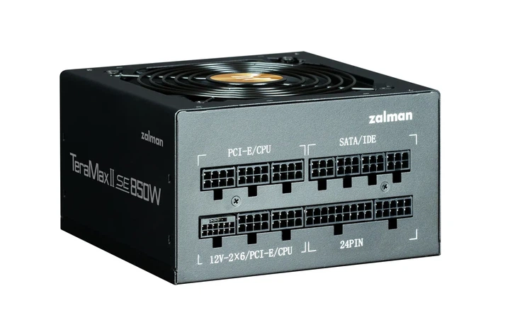 Блок питания Zalman Teramax II SE (850W) 89%, 80+ Gold, 120мм, 1xMB 28pin (18+10), 2xCPU(4pin+ 4pin), 3xMolex, 12xSATA, 4xPCIe 8pin(6+2), 1xPCIe GEN5 16pin, Полностью модульный. - изображение 2