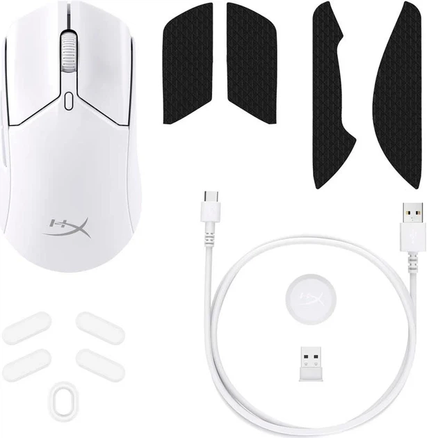 Миша HyperX Pulsefire Haste 2, RGB, USB-A/WL/BT, білий - зображення 3