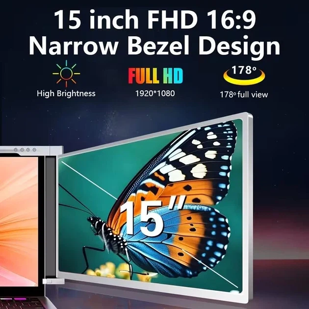 Портативный монитор для ноутбука GreenVision GV-F3-15,6 IPS Full HD, USB-C/HDMI - Фото 2 Портативный монитор для ноутбука GreenVision GV-F3-15,6 IPS Full HD, USB-C/HDMI - изображение 2