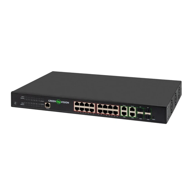 Управляемый PoE коммутатор GreenVision GV-020-AI-16G+4G+4SFP L2, 16 портов - Фото 2 Управляемый PoE коммутатор GreenVision GV-020-AI-16G+4G+4SFP L2, 16 портов - изображение 2