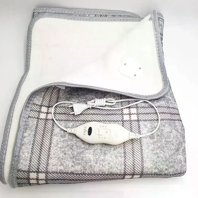 Электропростынь Electric Blanket 150×120 см 86 Вт с 2 режимами нагрева и терморегулятором, серая клетка - изображение 2