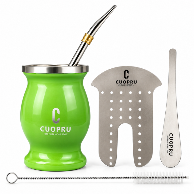 Набор для мате CUOPRU Start: калабас + бомбилья + фильтр + щетка +Чай йерба мате Rosamonte Tradicional 1 кг - изображение 3