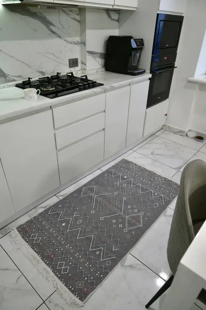 Ковер двусторонний хлопковый 80x150 см Серо-розовый - Фото 1 Ковер двусторонний хлопковый 80x150 см Серо-розовый - изображение 1