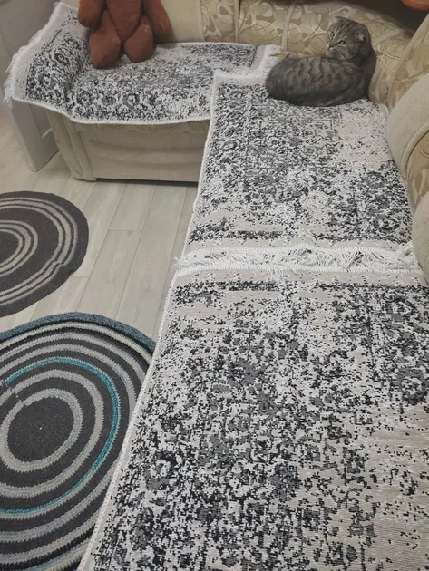 Килим двосторонній бавовняний 200x300 см Сірий - Фото 9 Килим двосторонній бавовняний 200x300 см Сірий - зображення 9