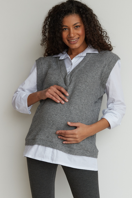 Теплый вязаный джемпер рубашка для беременных и кормящих хлопковый To Be 4367142 46 Серый - Фото 4 Теплый вязаный джемпер рубашка для беременных и кормящих хлопковый To Be 4367142 46 Серый - изображение 4