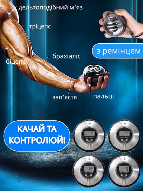 Эспандер гироскопический кистевой Gyroball Powerball гиробол павербол с счетчиком кистевой тренажер для кистей пальцев рук предплечья запястья силы хвата реабилитации регулируемый до 61 кг металлическое ядро антистресс для фитнеса спорта тренировок дома - Фото 2 Эспандер гироскопический кистевой Gyroball Powerball гиробол павербол с счетчиком кистевой тренажер для кистей пальцев рук предплечья запястья силы хвата реабилитации регулируемый до 61 кг металлическое ядро антистресс для фитнеса спорта тренировок дома - изображение 2