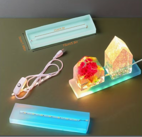 Силіконова форма для основи нічника ручної роботи з епоксидної смоли з LED підсвічуванням, форма для гіпсової основи для розміщення смоляних прикрас, тепле світло, з вимикачем - Фото 3 Силіконова форма для основи нічника ручної роботи з епоксидної смоли з LED підсвічуванням, форма для гіпсової основи для розміщення смоляних прикрас, тепле світло, з вимикачем - зображення 3