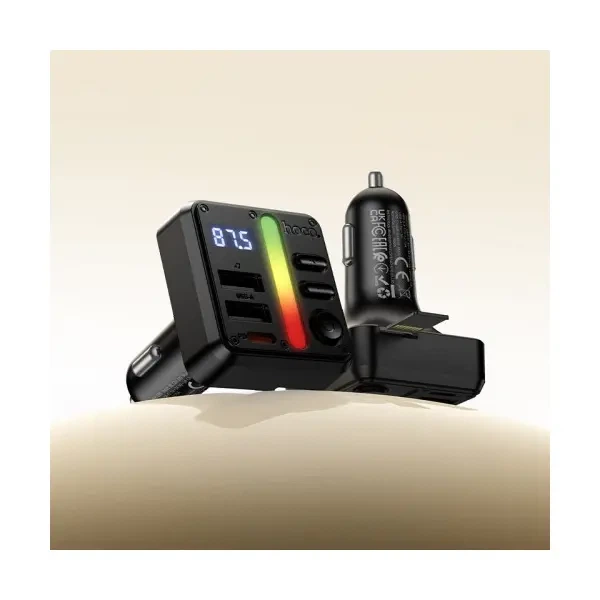 Авто зарядний пристрій з FM-модулятором Hoco E89 Libre 45W (1A1C) car BT FM transmitter Чорний - зображення 5