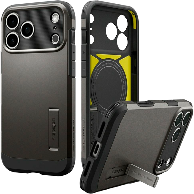 Etui plecki Spigen Tough Armor "T" MagSafe do Apple iPhone 18 Pro / 17 Pro Gun Metal (8800337253009) - obraz 5