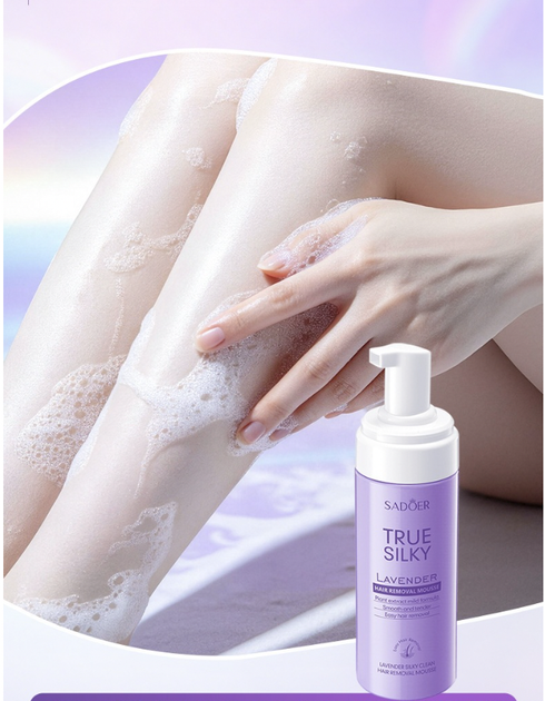 Пінка-мус для депіляції SADOER TRUE SILKY Lavender Hair Removal Mousse 150 г, (Z6-04011) - Фото 3 Пінка-мус для депіляції SADOER TRUE SILKY Lavender Hair Removal Mousse 150 г, (Z6-04011) - зображення 3