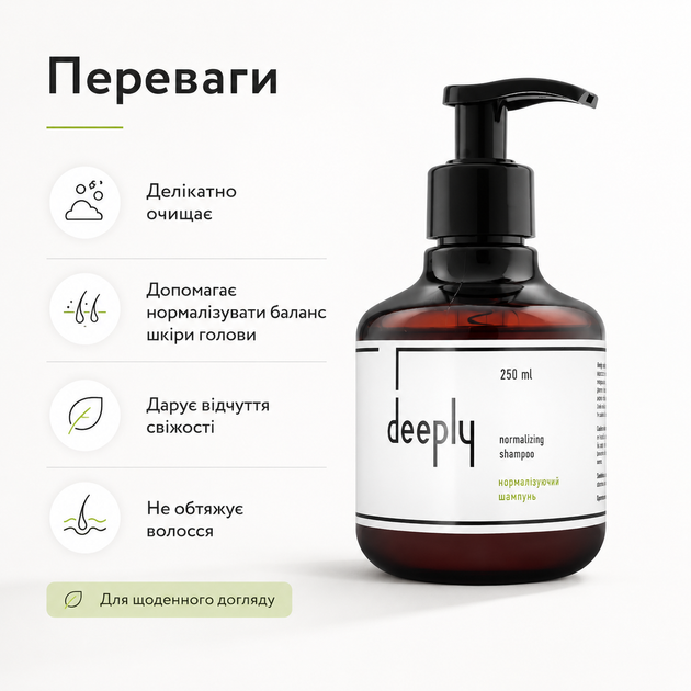 Нормализующий шампунь Deeply Normalizing Shampoo для жирной кожи головы с экстрактом зелёного чая 250 мл - Фото 2 Нормализующий шампунь Deeply Normalizing Shampoo для жирной кожи головы с экстрактом зелёного чая 250 мл - изображение 2