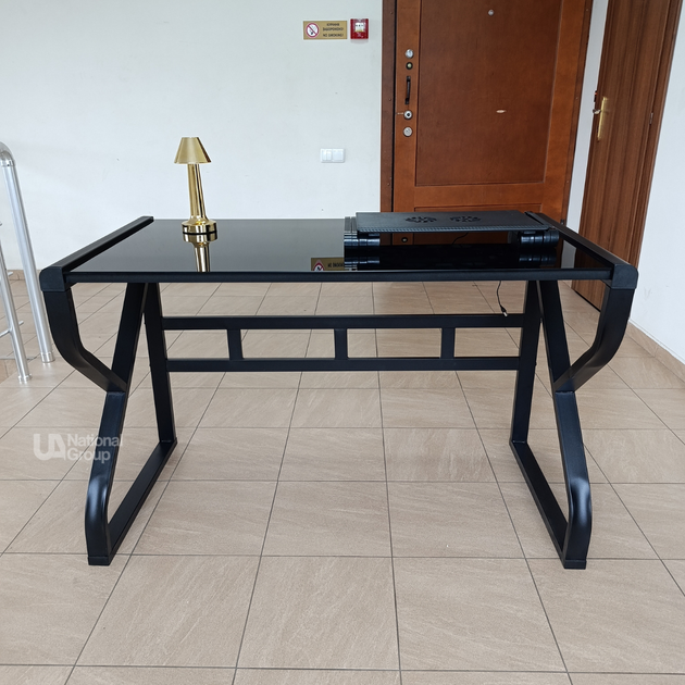 Компьютерный стол со стеклянной столешницей 119,5×60×74 см, письменный стеклянный игровой столик с кабельным отверстием и металлическим каркасом для работы, учебы, квартиры и кабинета Черный, MY-168-Black - изображение 12
