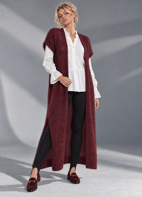 Кардиган мохеровий без застібки бордовий Paolo.J 28-142 - M-XXL , бордовий - Фото 3 Кардиган мохеровий без застібки бордовий Paolo.J 28-142 - M-XXL , бордовий - изображение 3
