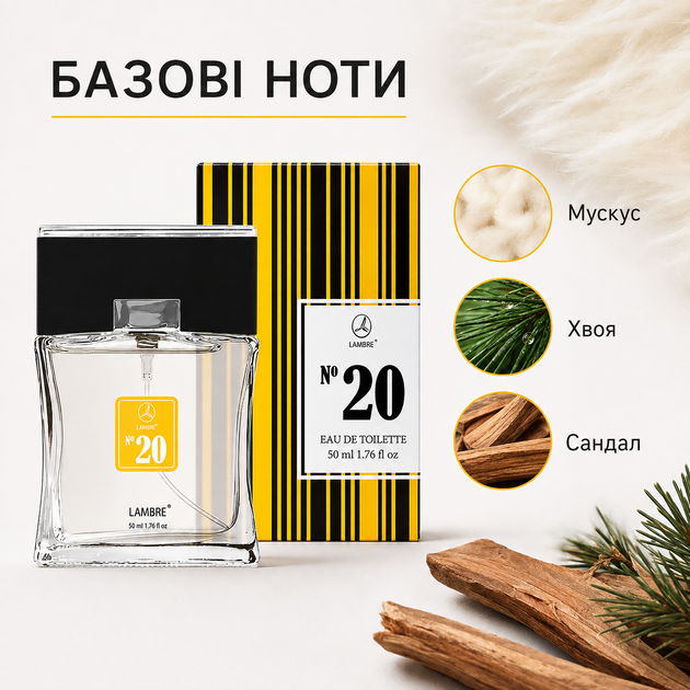 Мужская туалетная вода Lambre Numeric Collection №20 50 мл фруктово цитрусовая - изображение 5