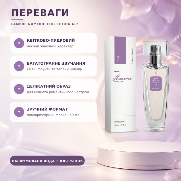 Женская парфюмированная вода Lambre Numeric Collection №7 50 мл цветочно пудровая - изображение 2