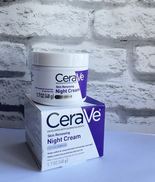 Ночной крем для лица CeraVe Skin Renewing Night Cream с пептидным комплексом 48g - Фото 3 Ночной крем для лица CeraVe Skin Renewing Night Cream с пептидным комплексом 48g - изображение 3