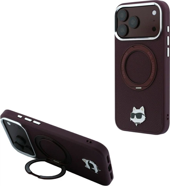 Чохол для смартфона Apple iPhone 18 Pro/17 Pro Karl Lagerfeld Ring Stand 360 Choupette Head Pin MagSafe Burgundy (KLHMP18LPSRSCHHR) - Фото 7 Чохол для смартфона Apple iPhone 18 Pro/17 Pro Karl Lagerfeld Ring Stand 360 Choupette Head Pin MagSafe Burgundy (KLHMP18LPSRSCHHR) - зображення 7