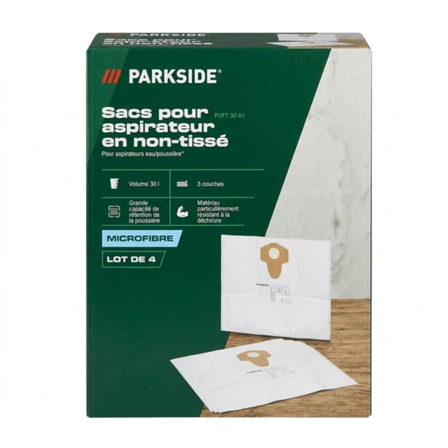 Мешки для пылесоса PARKSIDE PVFT 30 A1 30 л 4 шт из микрофибры - изображение 2