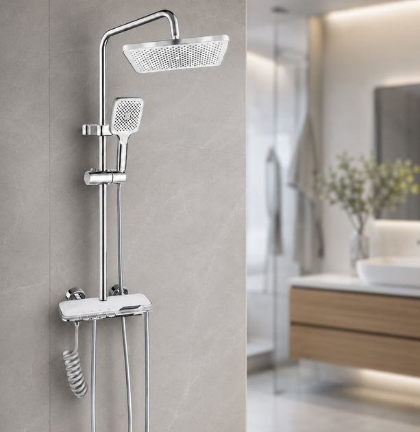 Душевая система Faucet CRH-8916 со смесителем верхним ручным душем хромированная металлическая - изображение 5
